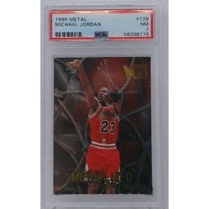 MICHAEL JORDAN 1996 METAL BASKETBALL CARD #128 GRADED PSA 7 NM